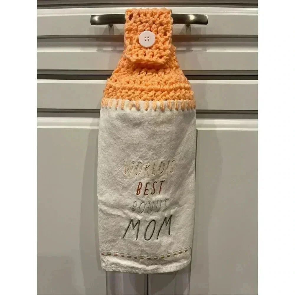 Crochet Top Kitchen Towel- World’s Best Bonus Mom